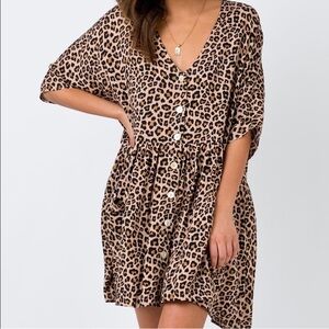 Princess Polly Lavigne leopard print mini babydoll dress